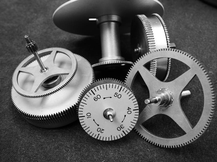 Grayscale Photo of Gears